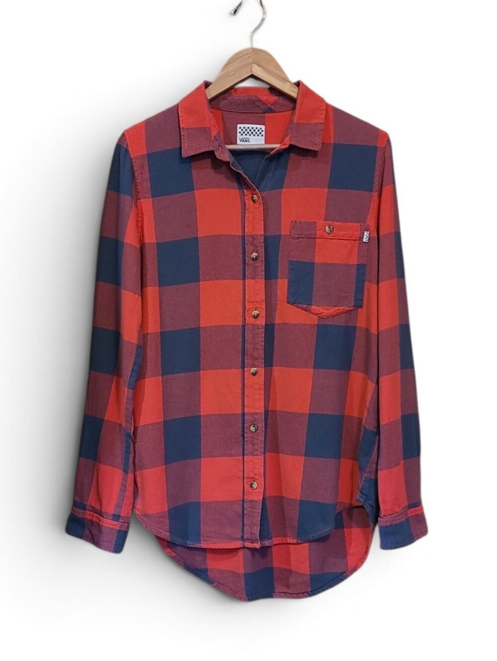 Women's Vans Plaid Flannel Grey & Red Cotton Large